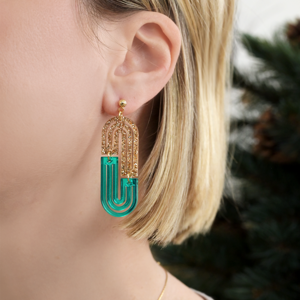 Boucles D'oreilles Vintage Extravagantes Clips Plexi - Années 70, Transparent, Georgous Earrings